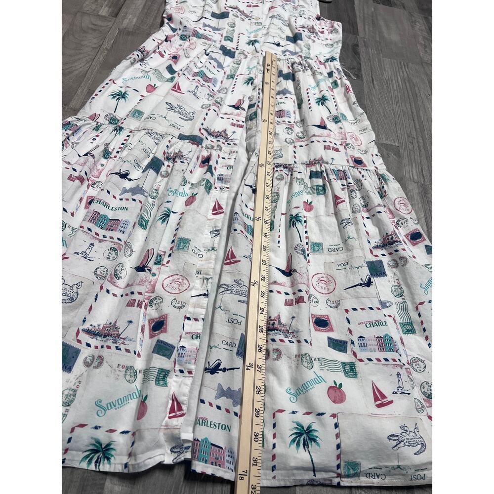 J.Crew Postcard Print Midi Dress Women 6 white Coastal Vacation Sleeveless - Picture 10 of 11
